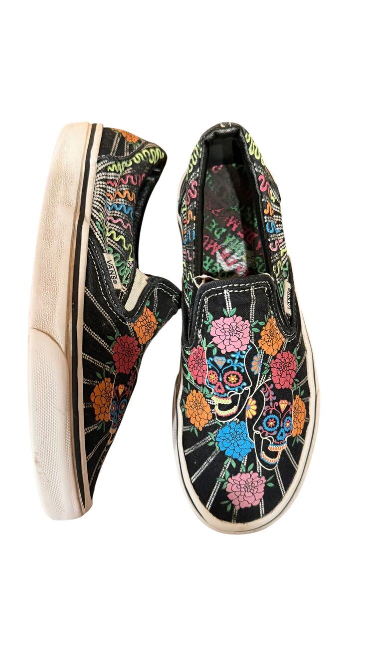 Vans Slip-On Dia de los Muertos Sugar Skull Floral Shoes Women’s 5.5
